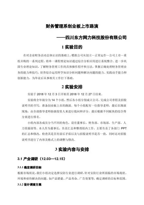 模拟上市路演报告