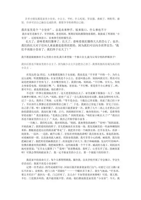 小皇帝作文