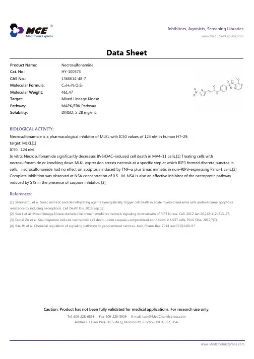 Necrosulfonamide_DataSheet_MedChemExpress