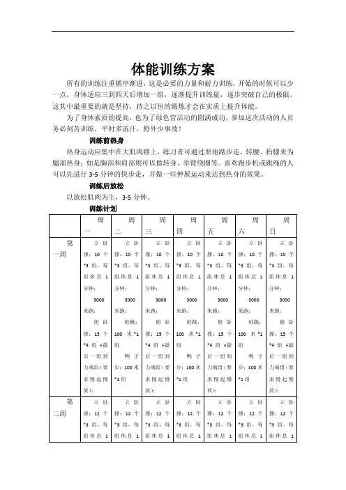 体能训练方案