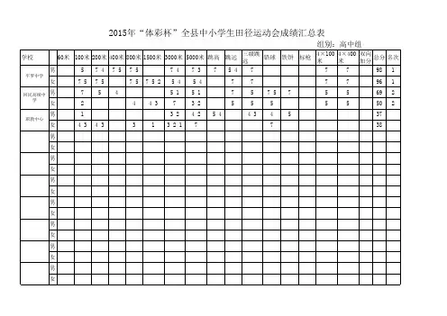 运动会成绩汇总表2015