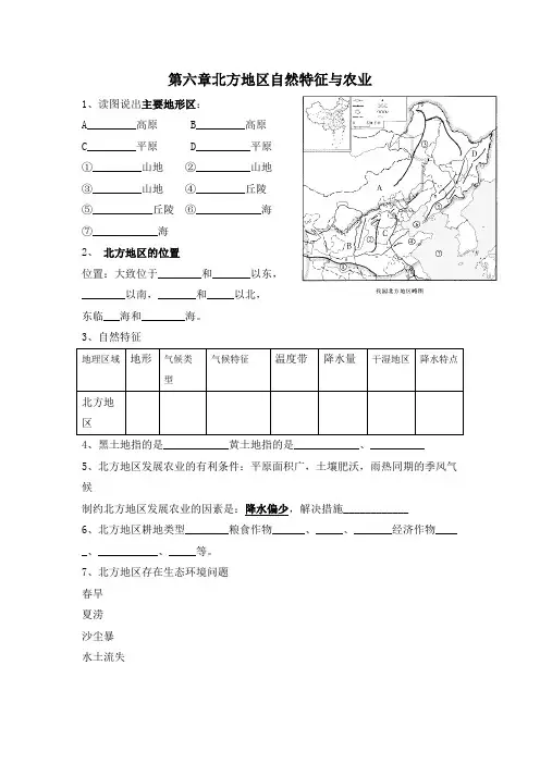 第六章北方地区自然特征与农业