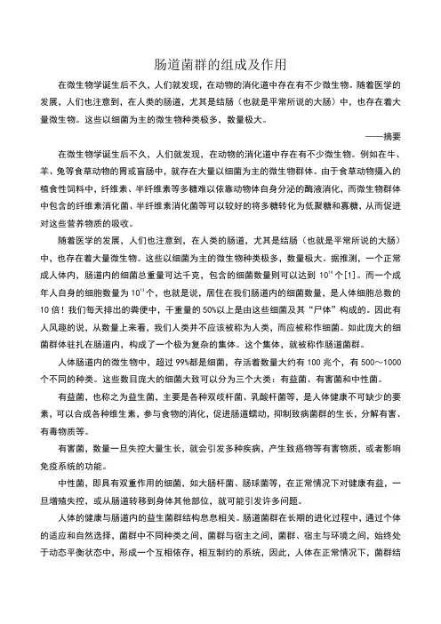 肠道菌群的组成及作用