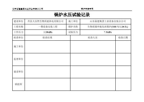 锅炉水压试验记录