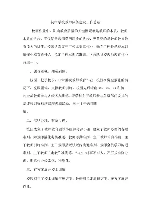 学校队伍建设工作总结