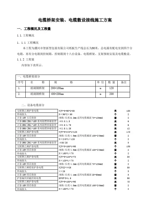 电缆桥架安装及电缆敷设接线施工方案 精品