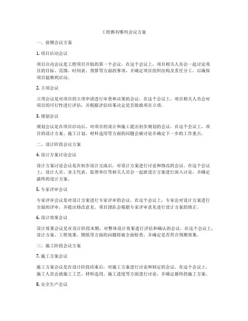 工程都有哪些会议方案