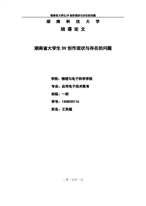 选修课-数码影视创作论文模板