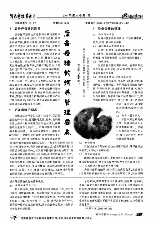 后备母猪的饲养管理要点