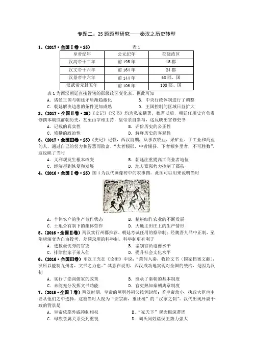 高考25题研究——秦汉转型