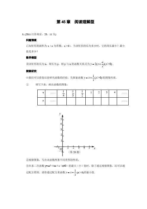 中考数学试题分类45 阅读理解型