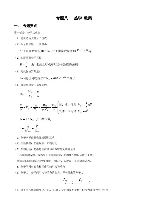 2010届高三高考二轮复习物理教案热学