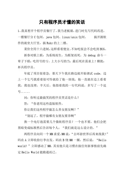 只有程序员才懂的笑话