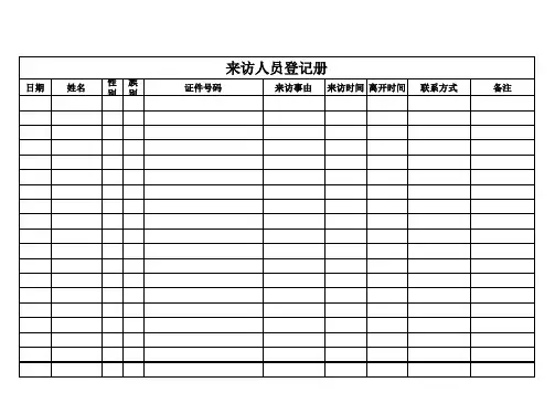 来访人员登记册