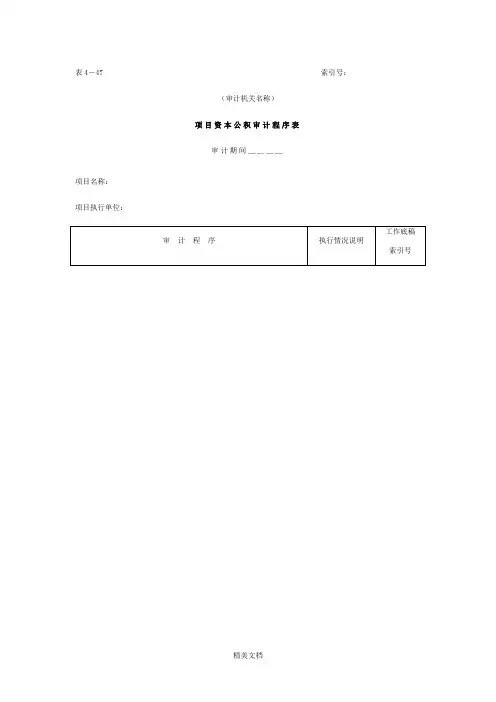 企业项目资本公积审计程序表