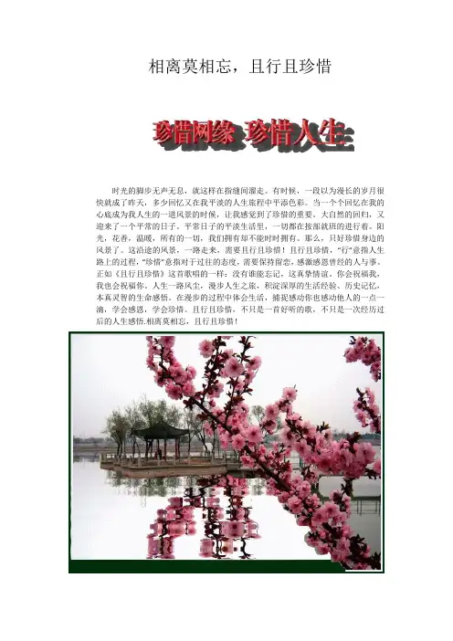 相离莫相忘,且行且珍惜