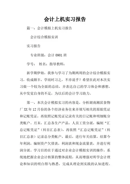 会计上机实习报告