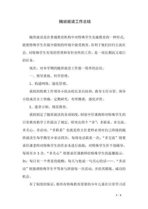 随班就读工作总结
