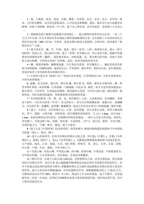 莲的介绍