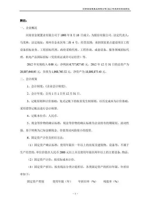 审计报告报表附注