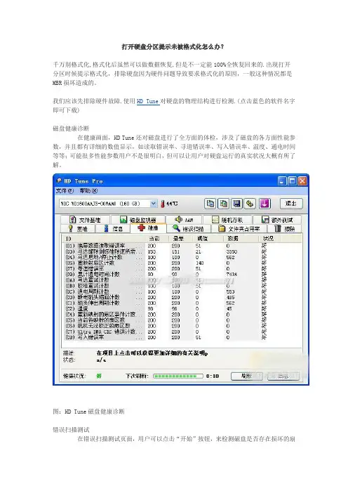 打开硬盘分区提示未被格式化怎么办