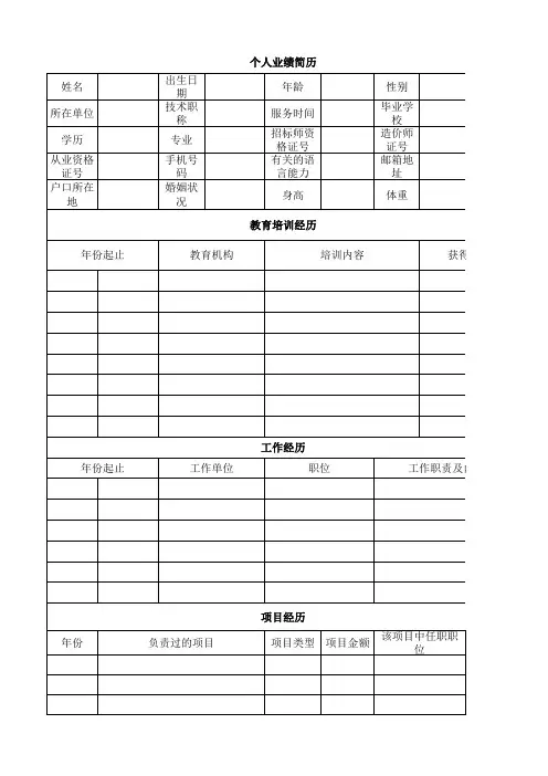 个人业绩简历模板