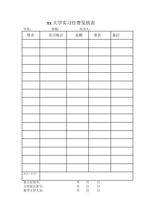 最新xx大学实习经费发放表