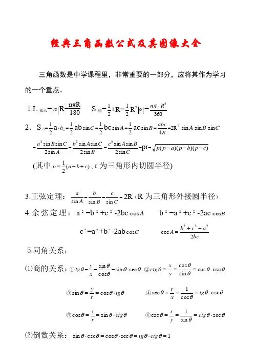 经典三角函数公式及其图像大全 