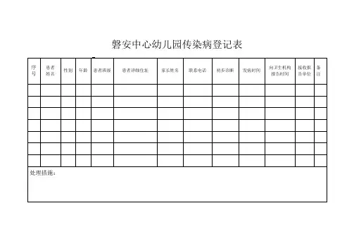 幼儿园传染病登记表