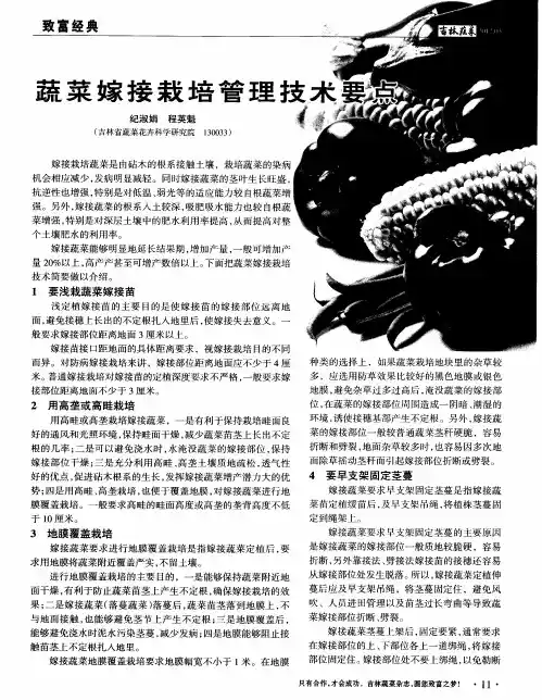 蔬菜嫁接栽培管理技术要点