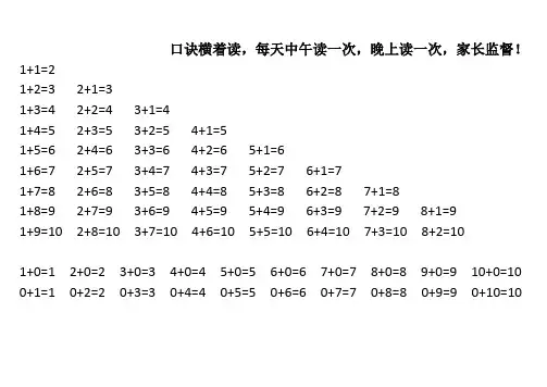 加减法口诀