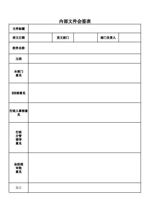 内部文件会签表(请示类文件审批时使用)