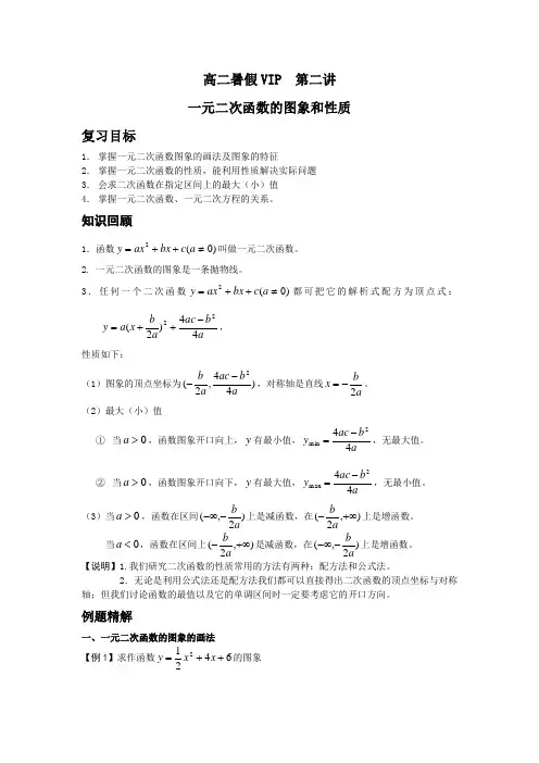 一元二次函数的图像和性质