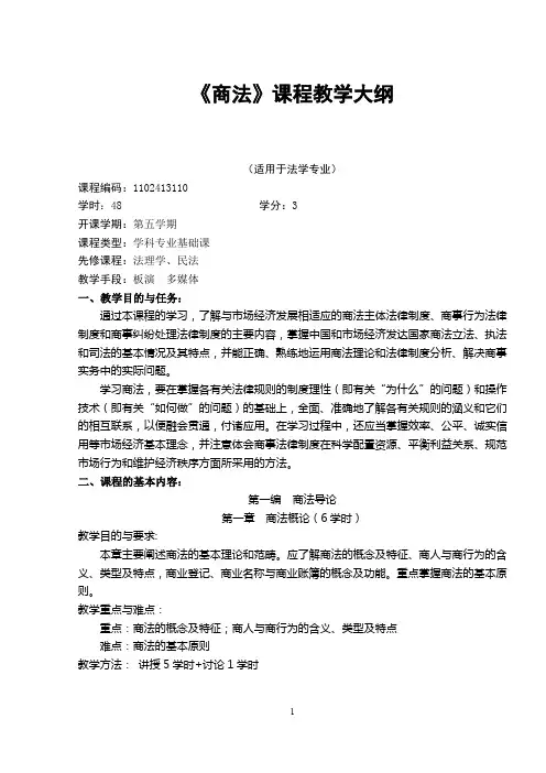 商法教学大纲