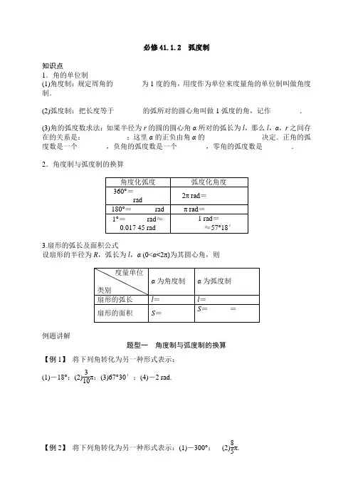 必修4第一章三角函数基础题2