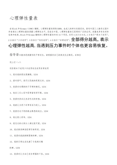 心理弹性量表 3
