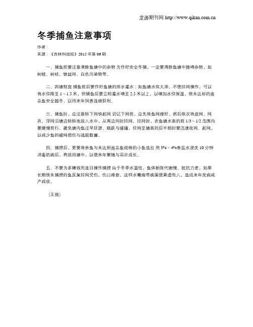 冬季捕鱼注意事项