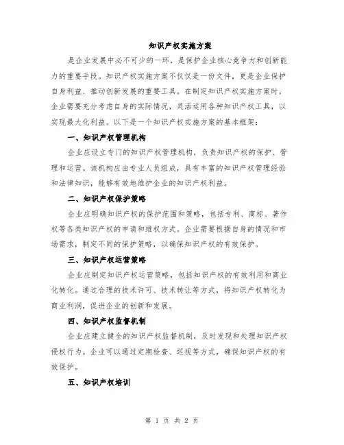 知识产权实施方案 2
