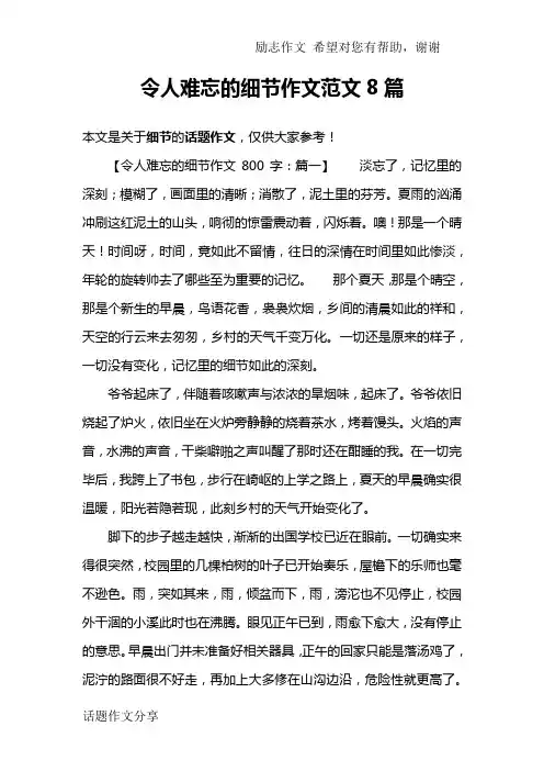 令人难忘的细节作文范文8篇