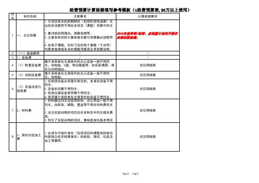 经费预算计算依据模板(20万以上)20160224
