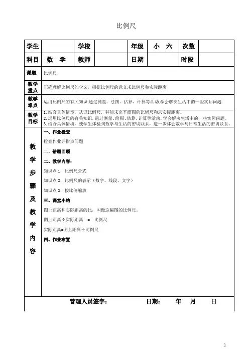 六年级下册数学 人教版 比例尺