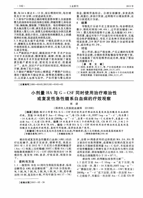 小剂量HA与G-CSF同时使用治疗难治性或复发性急性髓系白血病的疗效观察
