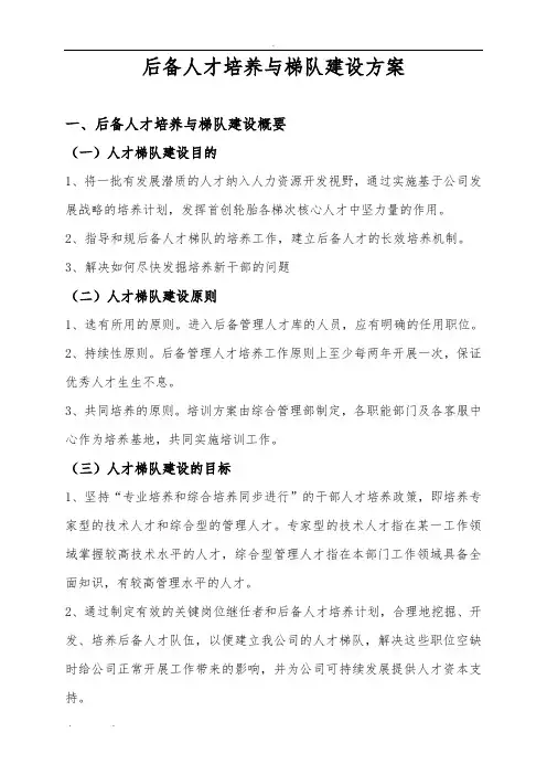 后备人才培养与梯队建设方案详细