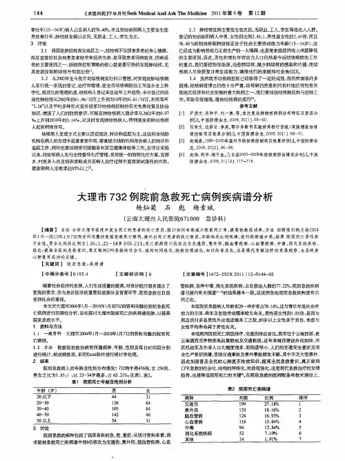 大理市732例院前急救死亡病例疾病谱分析