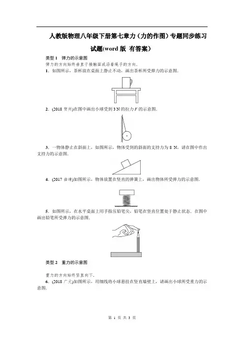 人教版物理八年级下册第七章力(力的作图)专题同步练习试题(word版 有答案)