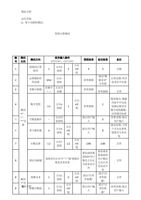 最新计算器的测试用例全
