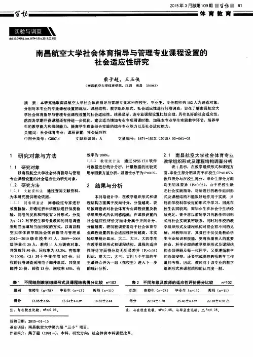 南昌航空大学社会体育指导与管理专业课程设置的社会适应性研究