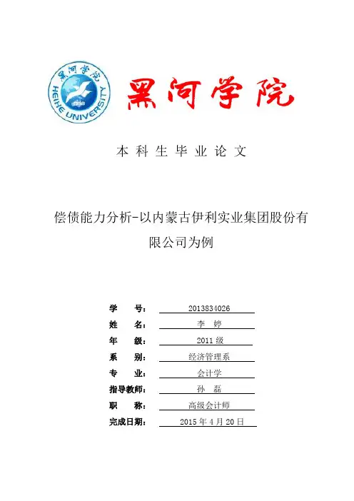 偿债能力分析 2