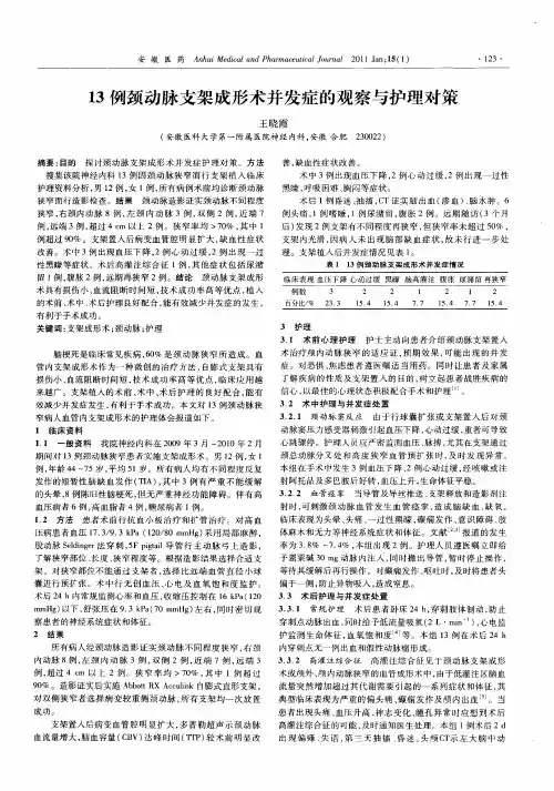 13例颈动脉支架成形术并发症的观察与护理对策