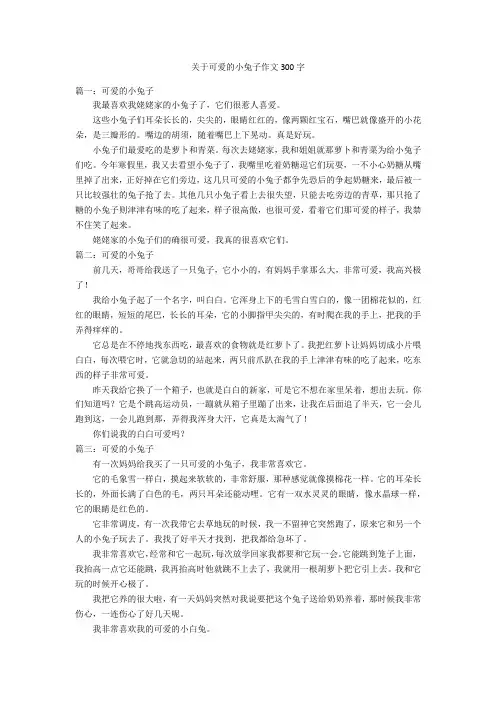 关于可爱的小兔子作文300字优秀作文